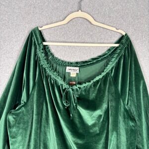 Vintage Anthony Richards Velvet Peasant Top 2X Off The Shoulder Boho Ruffle Glam